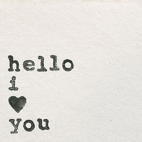Hello I Love You White Modern Wood Framed Art Print by Wild Apple Portfolio