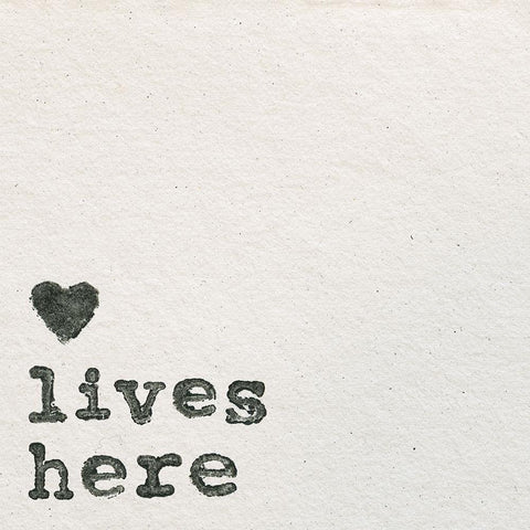 Love Lives Here White Modern Wood Framed Art Print by Wild Apple Portfolio