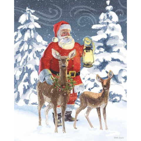 Santas List IV Gold Ornate Wood Framed Art Print with Double Matting by Grove, Beth