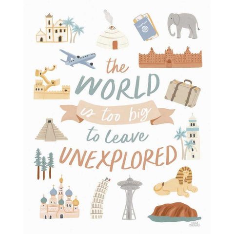 Around the World V Gold Ornate Wood Framed Art Print with Double Matting by Marshall, Laura