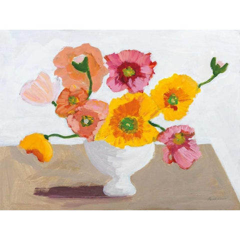 Sorbet Poppies I White Modern Wood Framed Art Print by Munger, Pamela