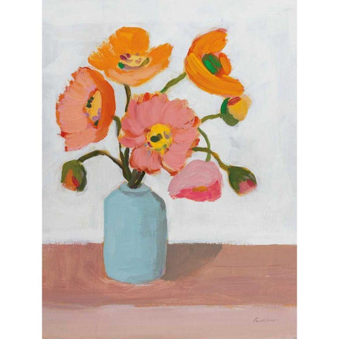 Sorbet Poppies II Black Modern Wood Framed Art Print by Munger, Pamela