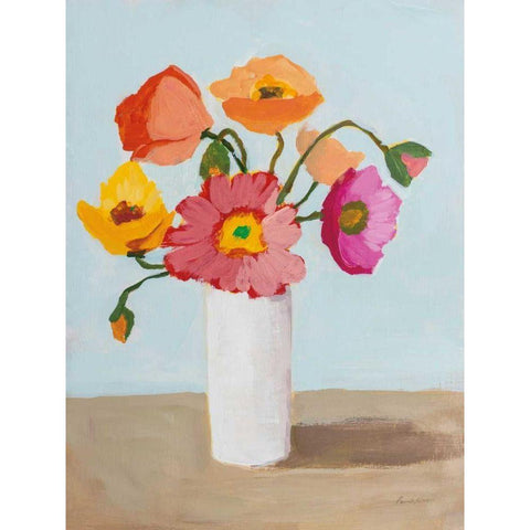Sorbet Poppies III White Modern Wood Framed Art Print by Munger, Pamela
