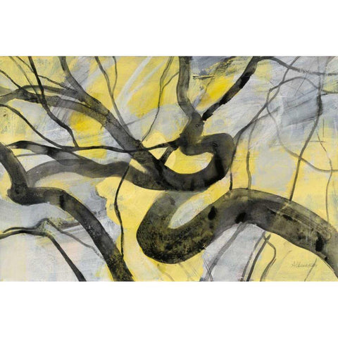 Twisted Black Modern Wood Framed Art Print by Hristova, Albena