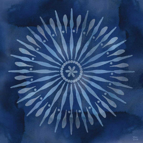 Indigo Splash III Gold Ornate Wood Framed Art Print with Double Matting by June, Dina