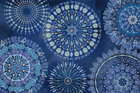 Indigo Splash XI White Modern Wood Framed Art Print with Double Matting by June, Dina