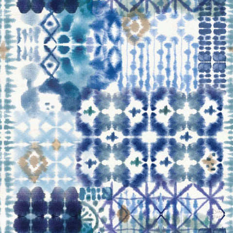 Indigo Splash Pattern V Black Ornate Wood Framed Art Print with Double Matting by June, Dina