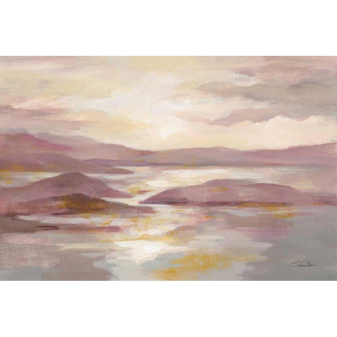 Pink and Gold Landscape Black Modern Wood Framed Art Print with Double Matting by Vassileva, Silvia