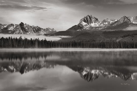 Little Redfish Lake Sawtooth National Recreation Area Idaho White Modern Wood Framed Art Print with Double Matting by Majchrowicz, Alan