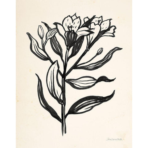 Ink Flower I Cream White Modern Wood Framed Art Print by Miller, Sara Zieve