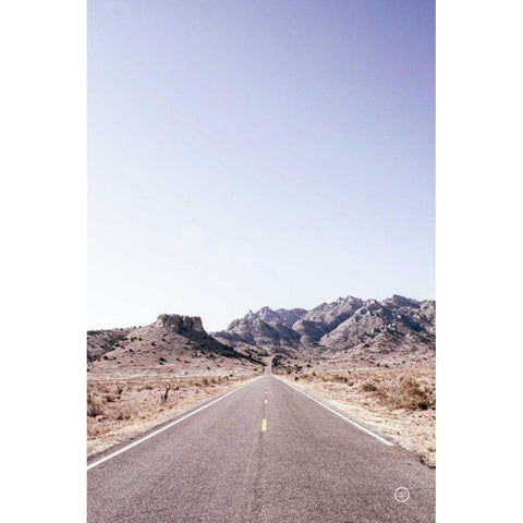 Dusty Desert Dreams Road Black Modern Wood Framed Art Print with Double Matting by Larson, Nathan