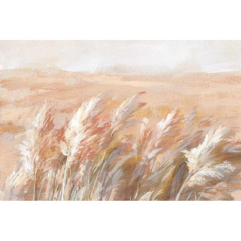 Terracotta Prairie Grasses White Modern Wood Framed Art Print by Nai, Danhui