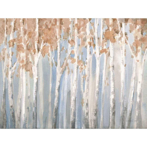 Fall Birches White Modern Wood Framed Art Print by Nai, Danhui