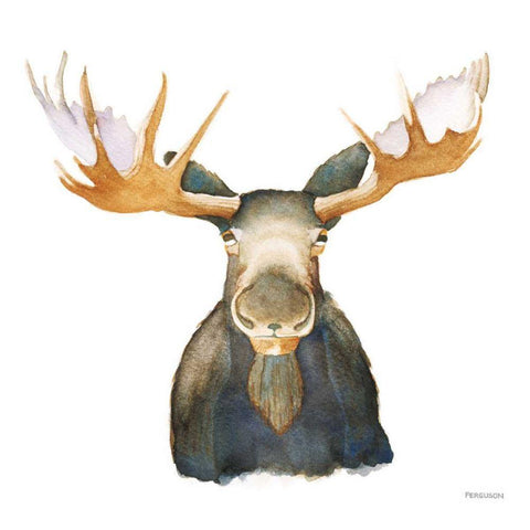 Moose Black Modern Wood Framed Art Print by Ferguson, Kathy