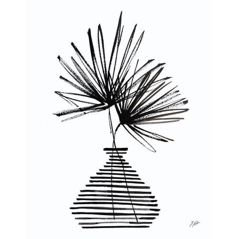 Fan Leaves Still Life Black Black Modern Wood Framed Art Print by Panganiban, Karyn