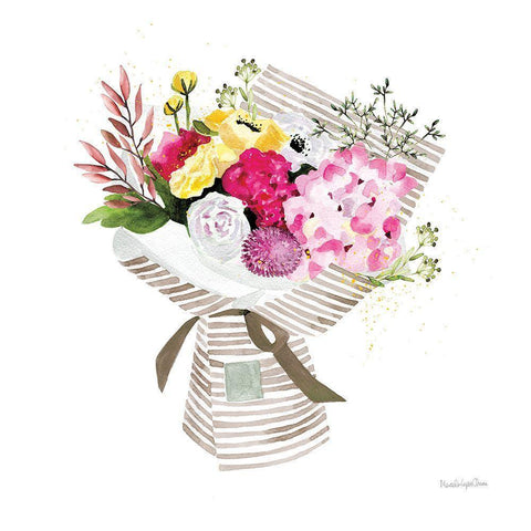 Bloom with Grace White Modern Wood Framed Art Print by Charro, Mercedes Lopez