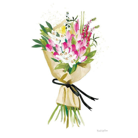 Spring Bouquet White Modern Wood Framed Art Print by Charro, Mercedes Lopez