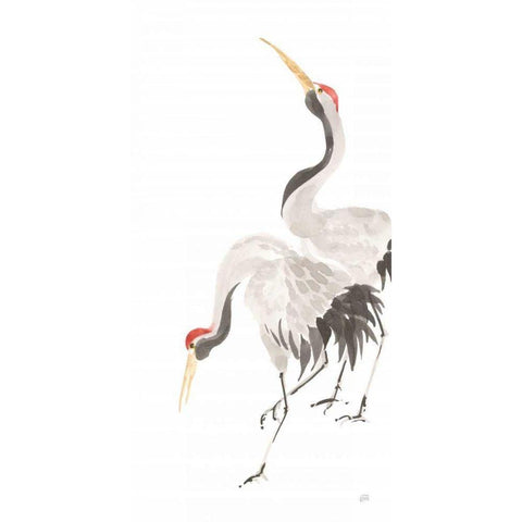 Scroll Crane IV White Modern Wood Framed Art Print by Paschke, Chris