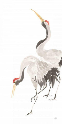 Scroll Crane IV Black Ornate Wood Framed Art Print with Double Matting by Paschke, Chris