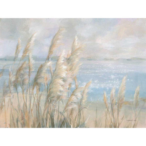 Seaside Pampas Grass White Modern Wood Framed Art Print by Nai, Danhui