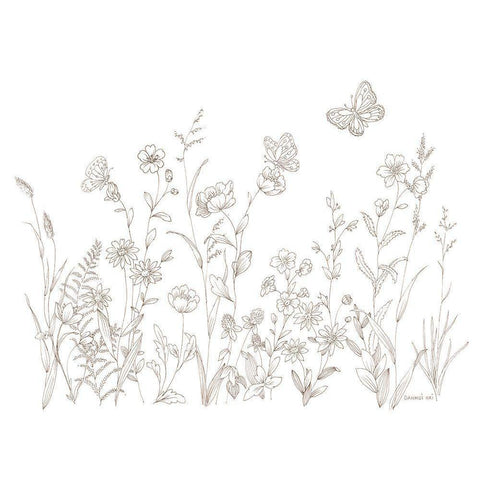 Butterfly Garden Black Modern Wood Framed Art Print with Double Matting by Nai, Danhui