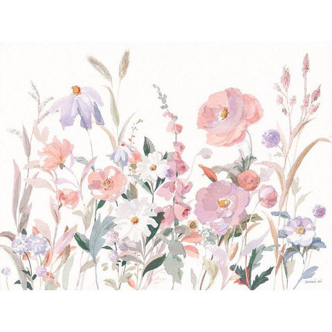 Boho Wildflowers White Modern Wood Framed Art Print by Nai, Danhui