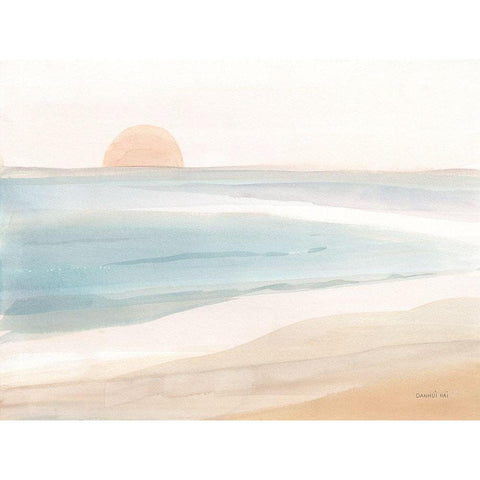 Pastel Sea Black Modern Wood Framed Art Print with Double Matting by Nai, Danhui