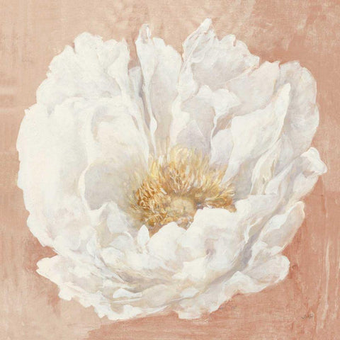 Serene Peony Terracotta Gold Ornate Wood Framed Art Print with Double Matting by Purinton, Julia