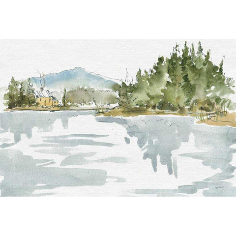 Serene Lake I Black Modern Wood Framed Art Print with Double Matting by Tavoletti, Anne