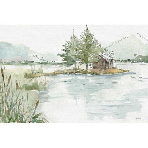 Serene Lake II Black Modern Wood Framed Art Print with Double Matting by Tavoletti, Anne