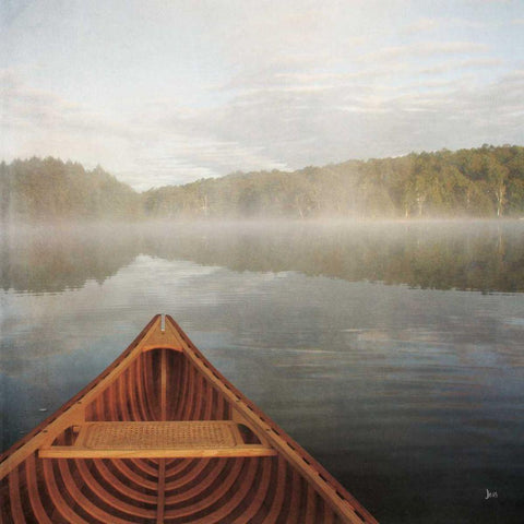 Calm Waters Canoe I White Modern Wood Framed Art Print with Double Matting by Aiken, Jess