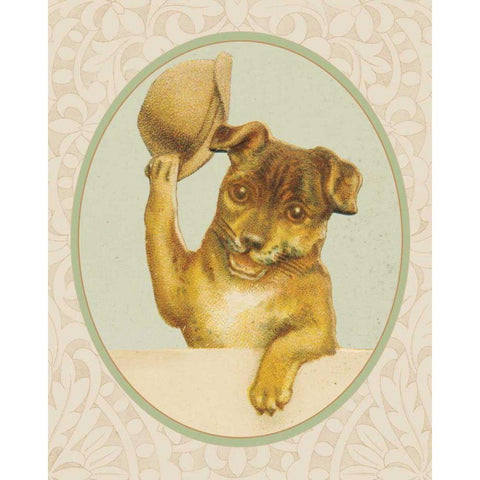 Dog with Hat II Gold Ornate Wood Framed Art Print with Double Matting by Wild Apple Portfolio