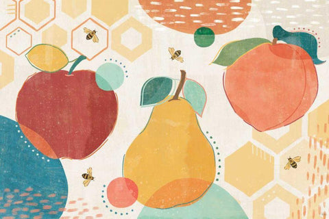 Fruit Frenzy I White Modern Wood Framed Art Print with Double Matting by Charron, Veronique