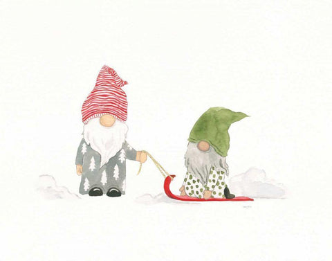Winter Gnomes III Bright Black Ornate Wood Framed Art Print with Double Matting by Jackson, Jenaya