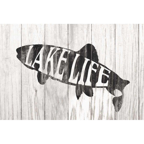 Lake Life Sign Gold Ornate Wood Framed Art Print with Double Matting by Wild Apple Portfolio