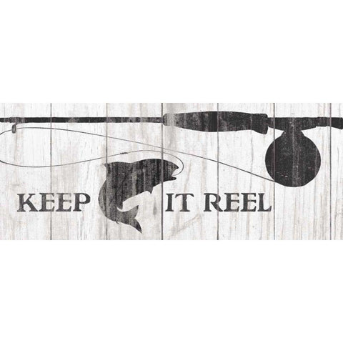 Keep it Reel Sign Black Modern Wood Framed Art Print with Double Matting by Wild Apple Portfolio