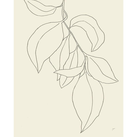 Line Leaves I Oasis Black Modern Wood Framed Art Print by Panganiban, Karyn