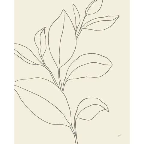 Line Leaves II Oasis Black Modern Wood Framed Art Print with Double Matting by Panganiban, Karyn