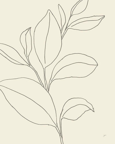 Line Leaves II Oasis White Modern Wood Framed Art Print with Double Matting by Panganiban, Karyn