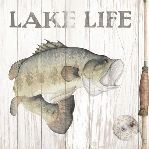 Lake Fishing II White Modern Wood Framed Art Print by Wild Apple Portfolio