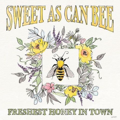 Honeybee Blossoms IV White Modern Wood Framed Art Print by Tavoletti, Anne