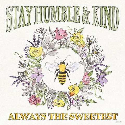 Honeybee Blossoms V Black Modern Wood Framed Art Print with Double Matting by Tavoletti, Anne