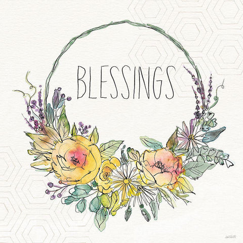 Honeybee Blossoms VIII White Modern Wood Framed Art Print by Tavoletti, Anne