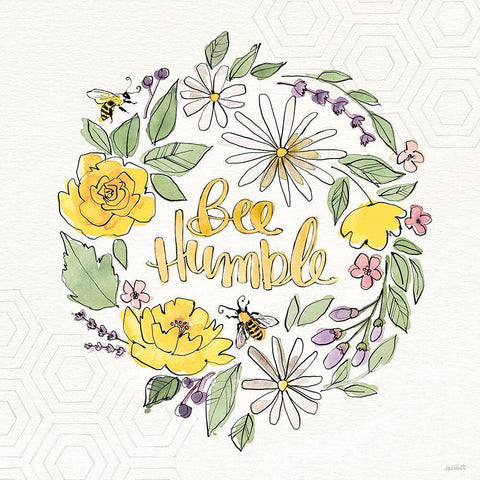 Honeybee Blossoms X Gold Ornate Wood Framed Art Print with Double Matting by Tavoletti, Anne