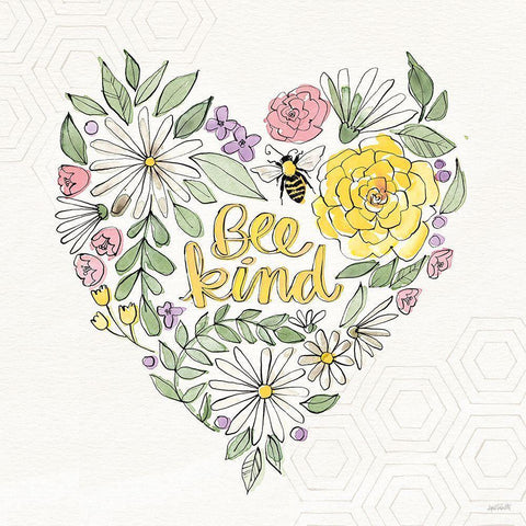 Honeybee Blossoms XI Gold Ornate Wood Framed Art Print with Double Matting by Tavoletti, Anne