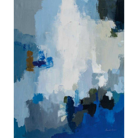 Blue Cascade Black Modern Wood Framed Art Print by Munger, Pamela