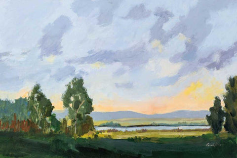 Evening Skies I White Modern Wood Framed Art Print with Double Matting by Munger, Pamela