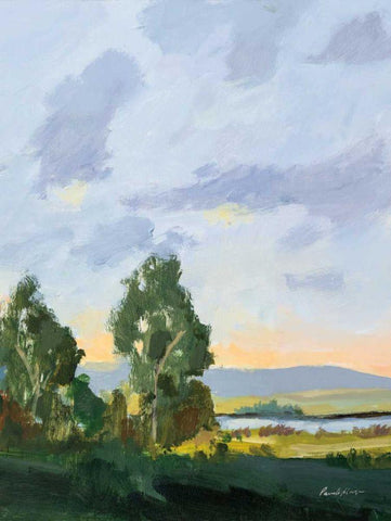 Evening Skies II White Modern Wood Framed Art Print with Double Matting by Munger, Pamela