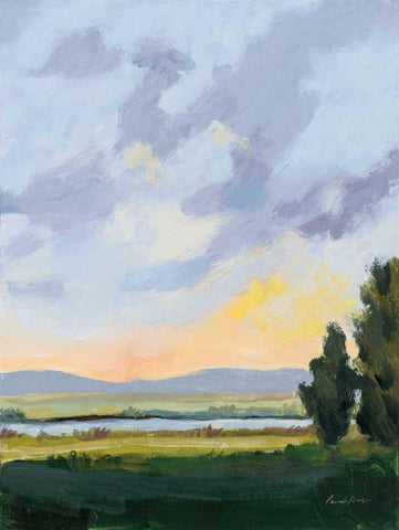 Evening Skies III White Modern Wood Framed Art Print with Double Matting by Munger, Pamela