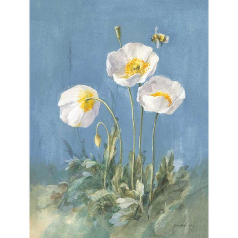 White Poppies II White Modern Wood Framed Art Print by Nai, Danhui